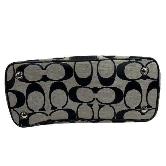 COACH Signature Stripe Carryall Satchel Handbag F19190 Kisslock Trio Pouch Bag - Picture 3 of 10